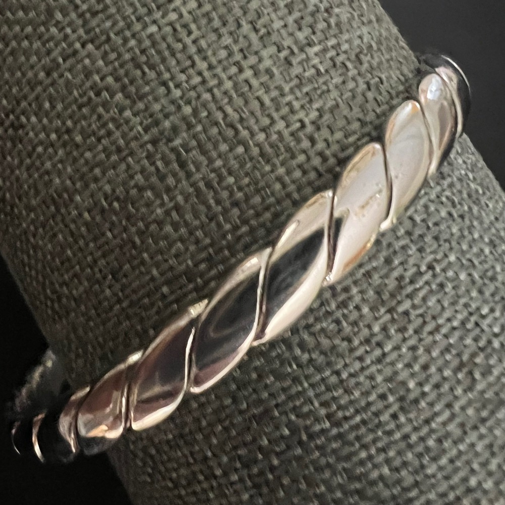 Monet Silver Tone Twisted Rope Bangle Bracelet Size 7.25 Quiet Luxury